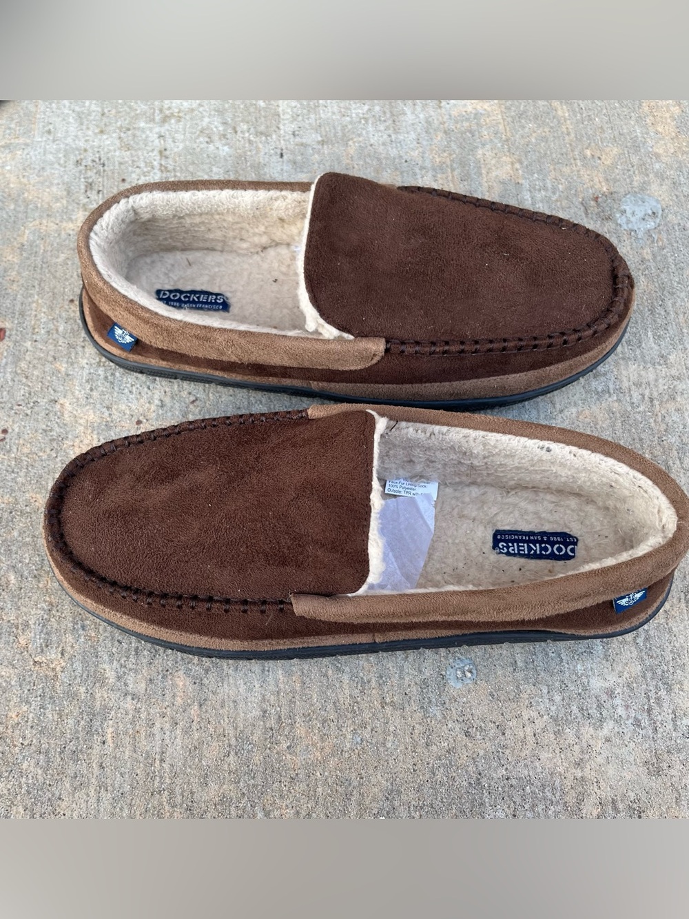 Dockers Men’s  Brown Suede-Look Slip-On Moccasins Size L 9-10M